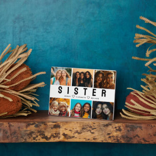 Beste Sister Script Collage Foto & Namen Fotoplaat
