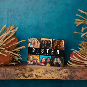 Beste Sister Script Collage Foto & Namen Fotoplaat