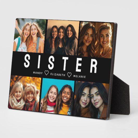 Beste Sister Script Collage Foto & Namen Fotoplaat (Zijkant)