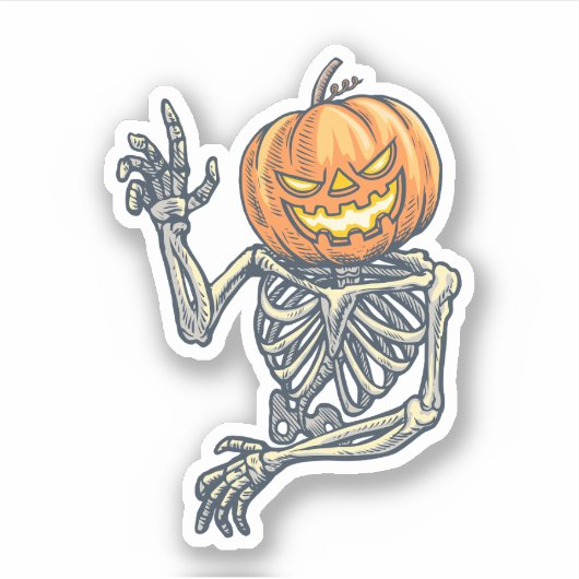 Beste skelet pompoen Sticker, Halloween Decor Sticker (Voorkant)