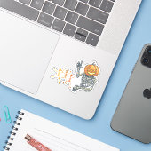 Beste skelet pompoen Sticker, Halloween Decor Sticker (Laptop met iPhone)