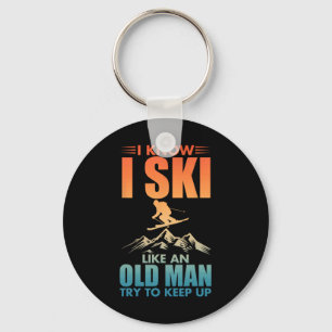 Beste ski-kunst voor opa mannen skien Nordic skiër Sleutelhanger
