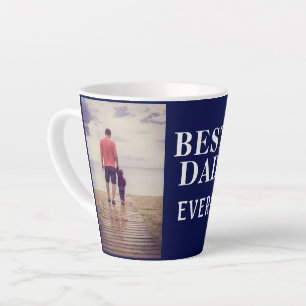 Beste slechte ooit Vaderdag 2 foto collage Blauw Latte Mok