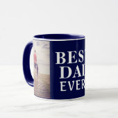 Beste slechte ooit Vaderdag 2 foto collage Blauw Mok (Voorkant links)