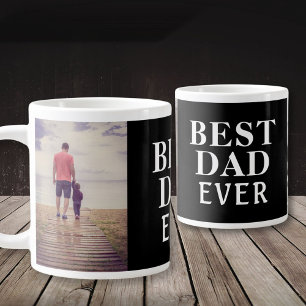 Beste Slechte Ooit Vaderdag 2 Foto Collage Zwart Grote Koffiekop