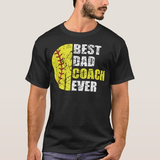 Beste Softbal Vader Coach Ooit Retro Vader T-shirt (Voorkant)