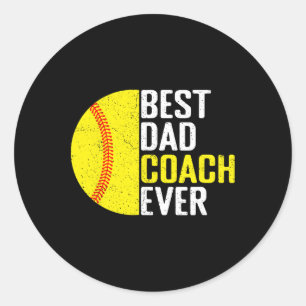 Beste Softll Papa Coach Ooit Funny Retro Softll Pa Ronde Sticker