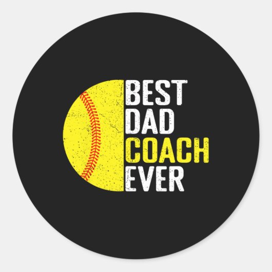 Beste Softll Papa Coach Ooit Funny Retro Softll Pa Ronde Sticker (Voorkant)