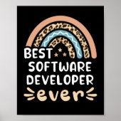 Beste softwareontwikkelaar ooit leopard Rainbow Gi Poster (Voorkant)