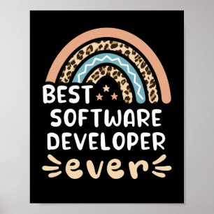 Beste softwareontwikkelaar ooit leopard Rainbow Gi Poster