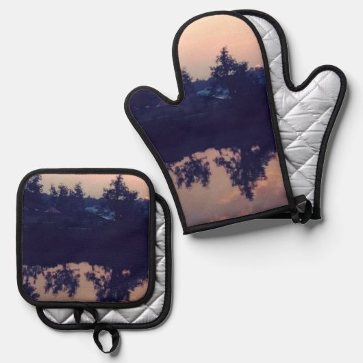 Beste Solid Color Silver gewatteerde hittebescherm Ovenwant & Pannenlap Set (Voorkant / Achterkant)