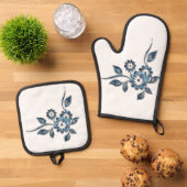 Beste Solid Color Silver gewatteerde hittebescherm Ovenwant & Pannenlap Set (Top down)