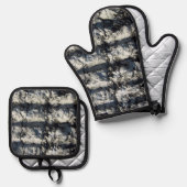 Beste Solid Color Silver gewatteerde hittebescherm Ovenwant & Pannenlap Set (Voorkant / Achterkant)