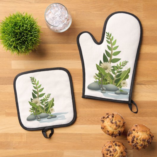 Beste Solid Color Silver gewatteerde hittebescherm Ovenwant & Pannenlap Set (Top down)