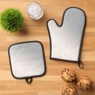 Beste Solid Color Silver gewatteerde hittebescherm Ovenwant & Pannenlap Set