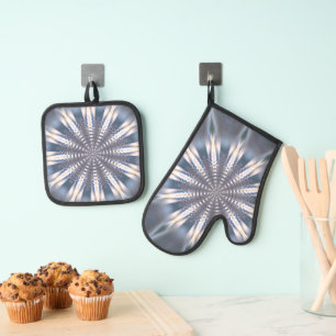 Beste Solid Color Silver gewatteerde hittebescherm Ovenwant & Pannenlap Set