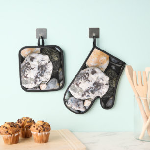 Beste Solid Color Silver gewatteerde hittebescherm Ovenwant & Pannenlap Set