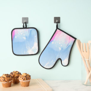 Beste Solid Color Silver gewatteerde hittebescherm Ovenwant & Pannenlap Set