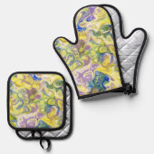 Beste Solid Color Silver gewatteerde hittebescherm Ovenwant & Pannenlap Set (Voorkant / Achterkant)