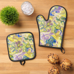 Beste Solid Color Silver gewatteerde hittebescherm Ovenwant & Pannenlap Set