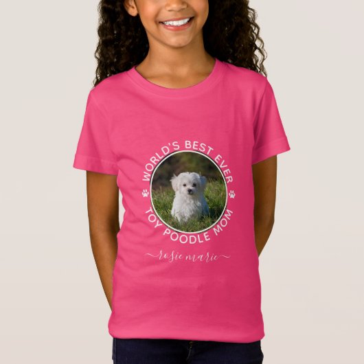 Beste Speelgoed poodle mam foto naam op maat T-shirt (Voorkant)