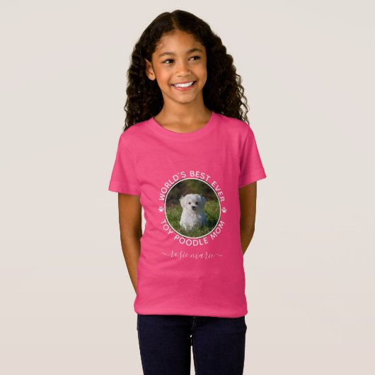 Beste Speelgoed poodle mam foto naam op maat T-shirt (Voorkant volledig)