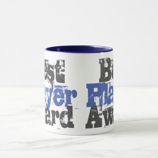 Beste Speler Award in blauwe en grijze mok (Midden)