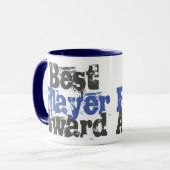 Beste Speler Award in blauwe en grijze mok (Voorkant links)
