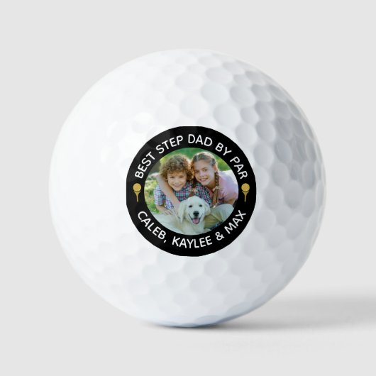 BESTE STAP DAD VAN FAR Foto Golfer Uw kleur Golfballen (Voorkant)