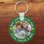 BESTE STAP DAD VAN PAR Foto Golfer Green Sleutelhanger (Voorkant)