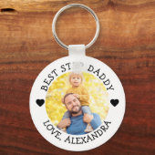 Beste stap papa foto gepersonaliseerd sleutelhanger (Achterkant)