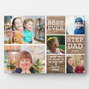 Beste stap vader ooit 5 foto collage rustiek hout fotoplaat