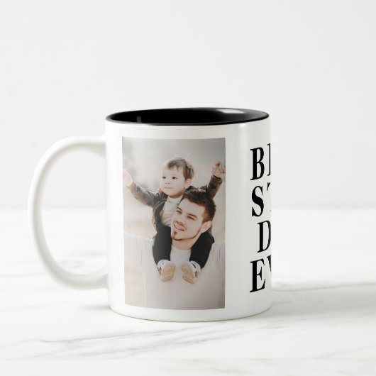 Beste Stepdad Ever vader Dag 2 Foto Collage Tweekleurige Koffiemok (Links)