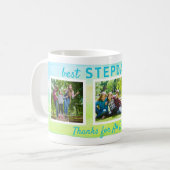 Beste Stepdad ooit 3 Foto gekleurde penseelstreek Koffiemok (Voorkant links)