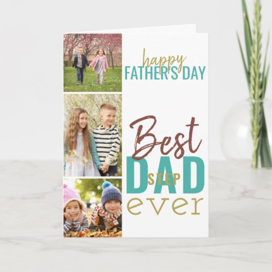 Beste Stepdad ooit 3 Fotovaders Dag Kaart (Voorkant)