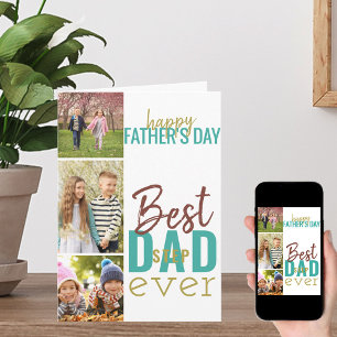 Beste Stepdad ooit 3 Fotovaders Dag Kaart