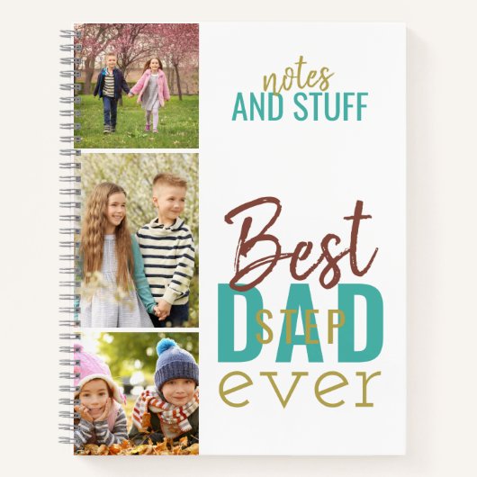 Beste Stepdad ooit Custom 3 Fotostrip Notitieboek (Voorkant)