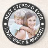 BESTE STEPDAD OOIT Foto aangepast aan uw kleur Zandsteen Onderzetter (Voorkant)