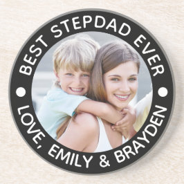 BESTE STEPDAD OOIT Foto aangepast aan uw kleur Zandsteen Onderzetter