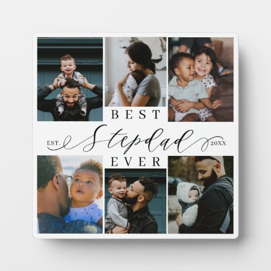 Beste stepdad ooit | Vaderdag 6 Fotocollage Fotoplaat (Voorkant)