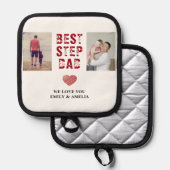 Beste Stepdad vaders Dag 2 Foto collage Pannenlap (Voorkant / Achterkant)