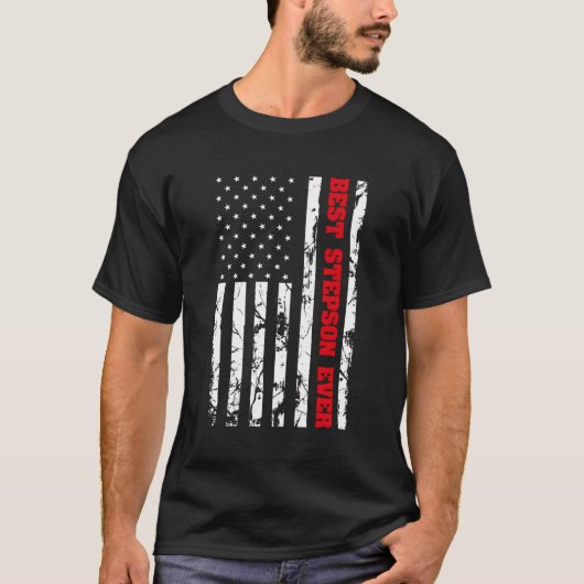 Beste Stepson ooit Amerikaanse  vlag patriottische T-shirt (Voorkant)