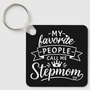 Beste stiefmoeder cadeau van een schattige samenge sleutelhanger