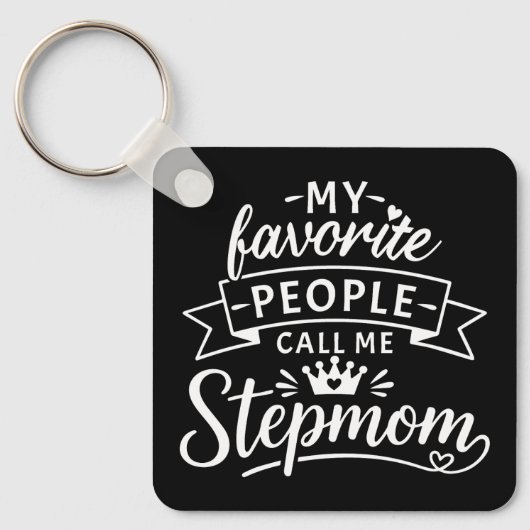 Beste stiefmoeder cadeau van een schattige samenge sleutelhanger (Voorkant)