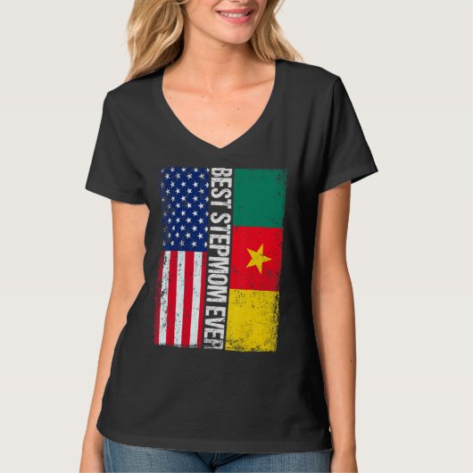 Beste stiefmoeder ooit Moederdag Kameroen Amerikaa T-shirt (Voorkant)