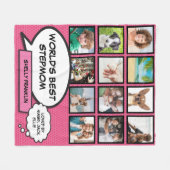 Beste stiefmoeder ter wereld 12 foto roze fleece deken (Voorkant (Horizontaal))