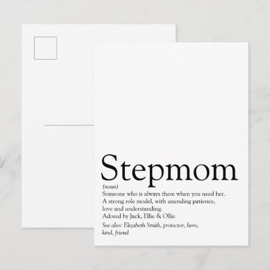 Beste stiefmoeder ter wereld, definitie van stiefm briefkaart (Voorkant / Achterkant)