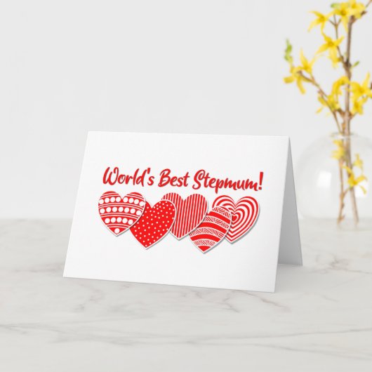 Beste stiefmoeder ter wereld rode decoratieve hart kaart (Gele Bloem)
