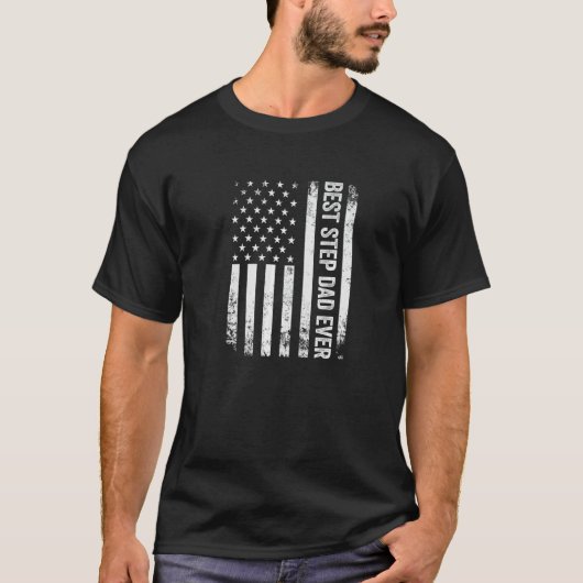 Beste stiefvader ooit Amerikaanse vlag VS patriott T-shirt (Voorkant)