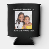 Beste stiefvader ooit gepersonaliseerde foto zwart blikjeskoeler (Voorkant)